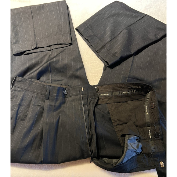 Jos A Bank Signature 44L 36x31 Navy Blue Bankers Stripe Classic Staple Suit - Picture 7 of 16